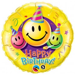 Balon foliowy Happy Birthday z uśmiechami 18"
