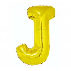 Balon foliowy litera "J", złoty, 95cm