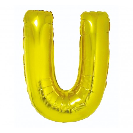 Balon foliowy litera "U", złoty, 95cm Balon foliowy litera "U", złoty, 95cm