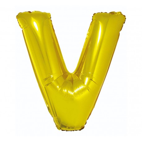 Balon foliowy litera "V", złoty, 95cm Balon foliowy litera "V", złoty, 95cm