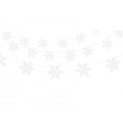 Girlanda Śnieżynki, perłowy, 1,55m