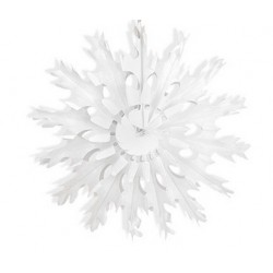 Rozeta bibułowa Śnieżynka, biały, 25cm