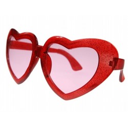 Okulary "Mega serca", czerwone, 1 szt.