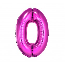 Balon foliowy Cyfra 0, różowa, 85cm