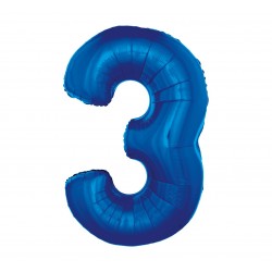 Balon foliowy Cyfra 3, niebieska, 85cm