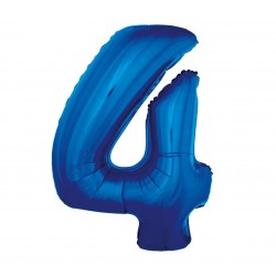 Balon foliowy Cyfra 4, niebieski, 85cm
