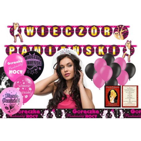 WIECZÓR PANIEŃSKI balony dekoracje welon zestaw WIECZÓR PANIEŃSKI balony dekoracje welon zestaw