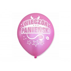 Balon gumowy 30cm Wieczór Panieński, różowy biały nadruk