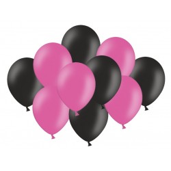 Balony 10" czarny/różowy, 10szt