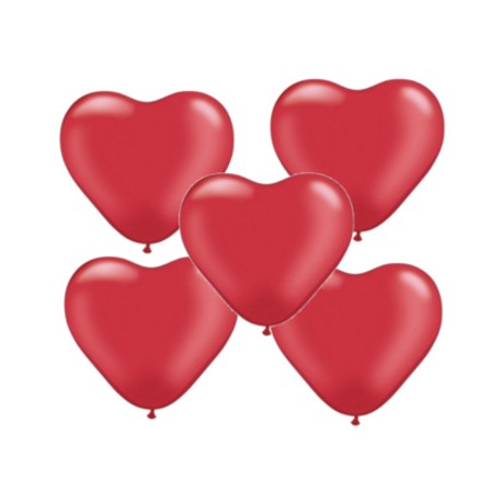 Balon gumowy 10" serce, czerwony, 5szt