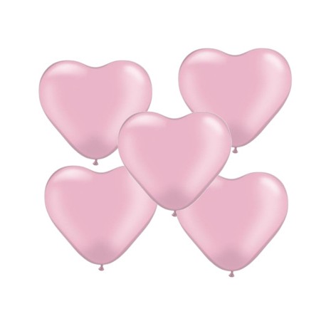 Balon gumowy 10" serce, różowy, 5szt