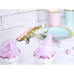 Dekoracje do muffinek Love, złoty, 13cm, 1op.