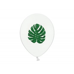 Balon gumowy 14" Aloha liście, białe