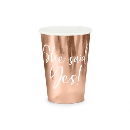 Kubeczki She said yes!, różowe złoto, 220ml (1 op. / 6 szt.)
