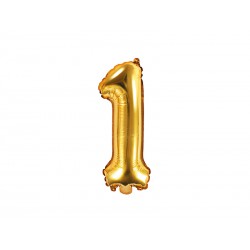 Balon foliowy cyfra 1, złoty, 40cm