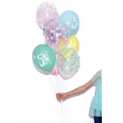 Balon gumowy 14", Crystal Clear i Serduszka fuksja, 1szt