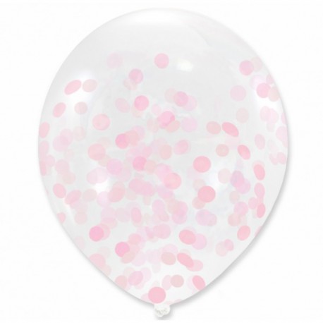 Balon przezroczysty z różowym konfetti 30 cm - 1 szt Balon przezroczysty z różowym konfetti 30 cm - 1 szt