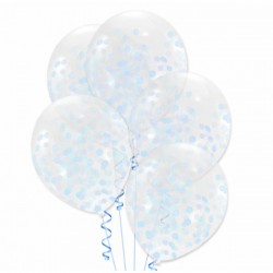 Balon przezroczysty z niebieskim konfetti 30 cm - 1 szt