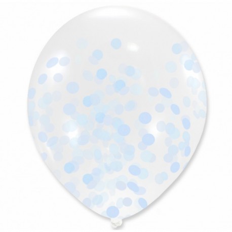 Balon przezroczysty z niebieskim konfetti 30 cm - 1 szt Balon przezroczysty z niebieskim konfetti 30 cm - 1 szt