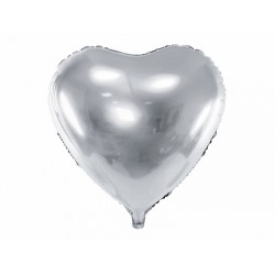 Balon foliowy 24" Serce, 61cm, srebrny