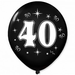Balon urodzinowy "40" metaliczny czarny 1szt.