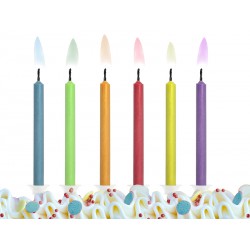 Świeczki urodzinowe, Kolorowe Płomienie, 6szt