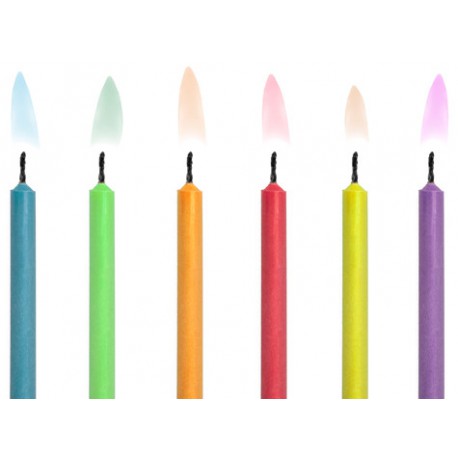 Świeczki urodzinowe, Kolorowe Płomienie, 6szt