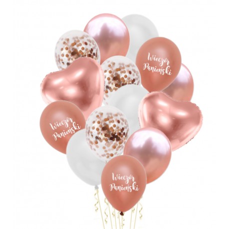 Zestaw balonów rose gold z serduszkami