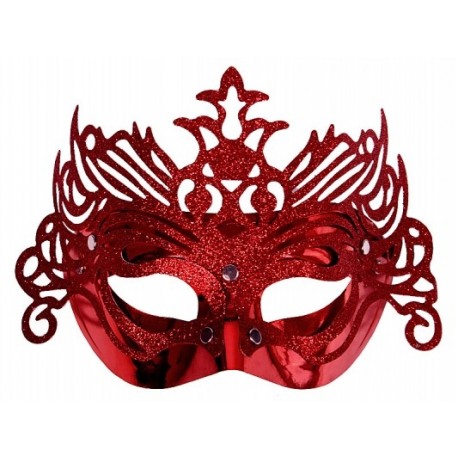Maska na oczy, czerwona z ornamentem