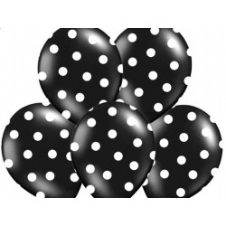 Balony czarne w białe kropki , 1szt.