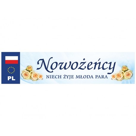 Tablica rejestracyjna: Nowożeńcy NIECH ŻYJE MŁODA PARA