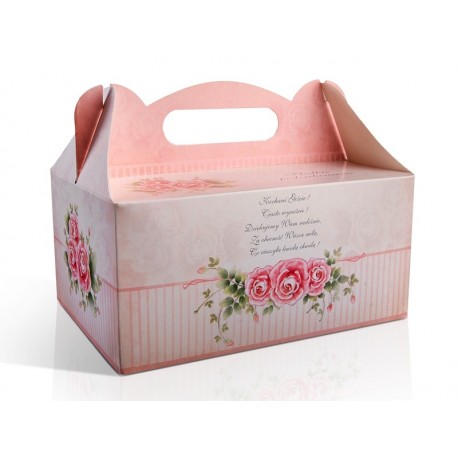 Ozdobne pudełko na ciasto weselne, różowe 1szt