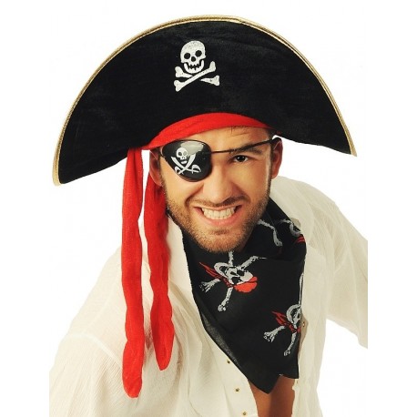 Kapelusz pirata z czerwoną szarfą