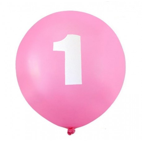 Balon gumowy 12" z "1" różowy, 1szt. Balon gumowy 12" z "1" różowy, 1szt.