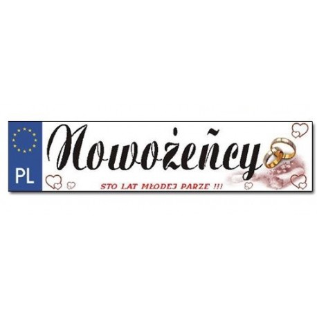 Tablica rejestracyjna: Nowożeńcy NIECH ŻYJE MŁODA PARA